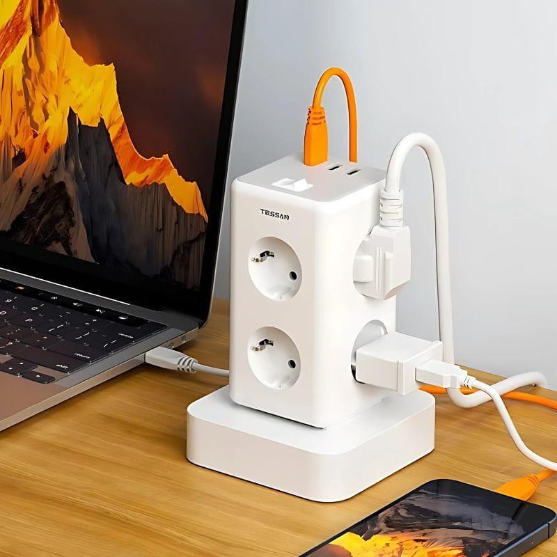 Tessan TS-306TS-C 6 Tomas CA + 2 USB-A + 1 USB-C - Regleta de enchufes imagen de pie