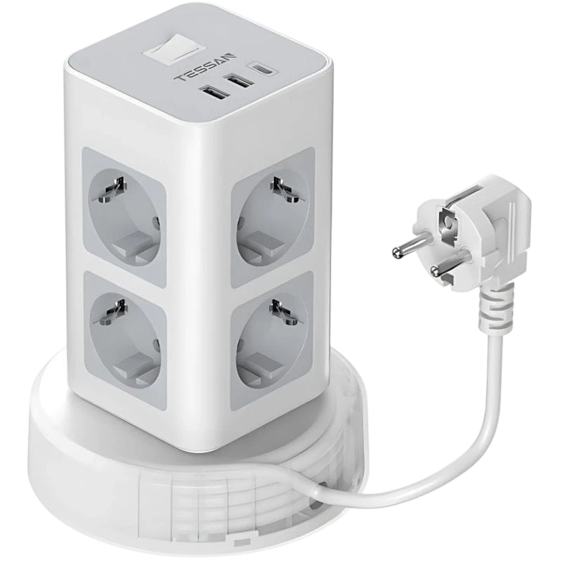 Tessan TPS03RX-DE-C 8 Tomas CA + 2 USB-A + 1 USB-C