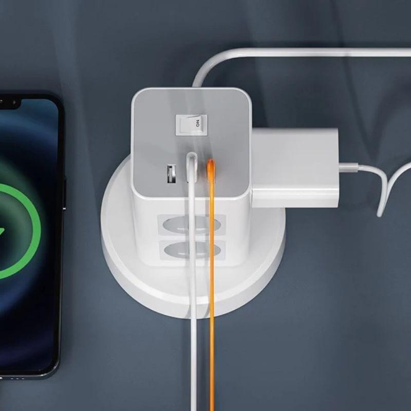 Tessan TPS03RX-DE-C 8 tomadas CA + 2 USB-A + 1 USB-C, imagem vista de cima