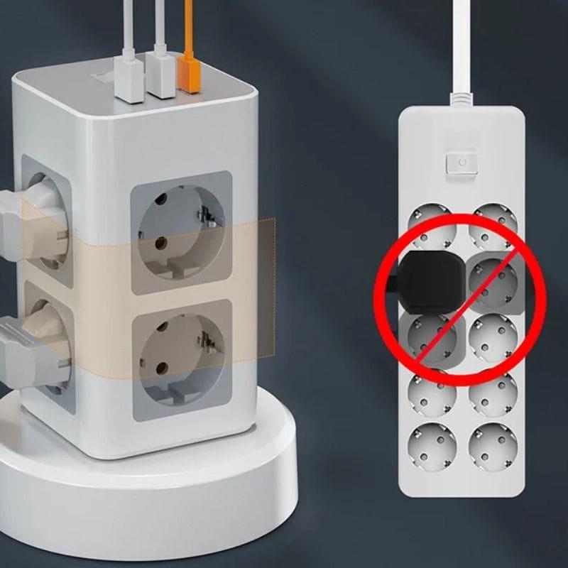 Tessan TPS03RX-DE-C 8 tomadas CA + 2 USB-A + 1 USB-C, diferença em relação a outras réguas