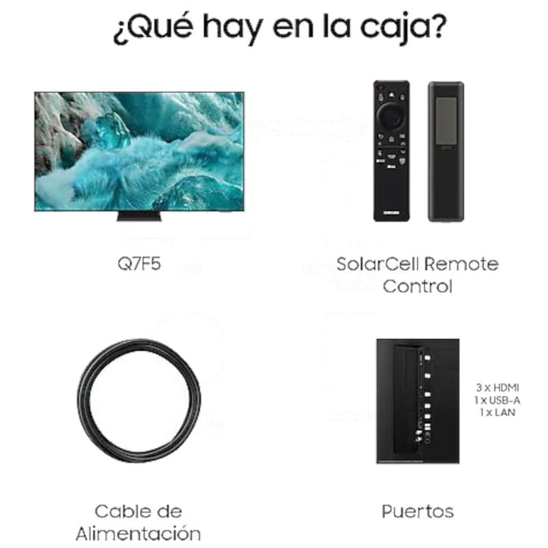 Contenido de la caja de Samsung TQ55Q7F5AU