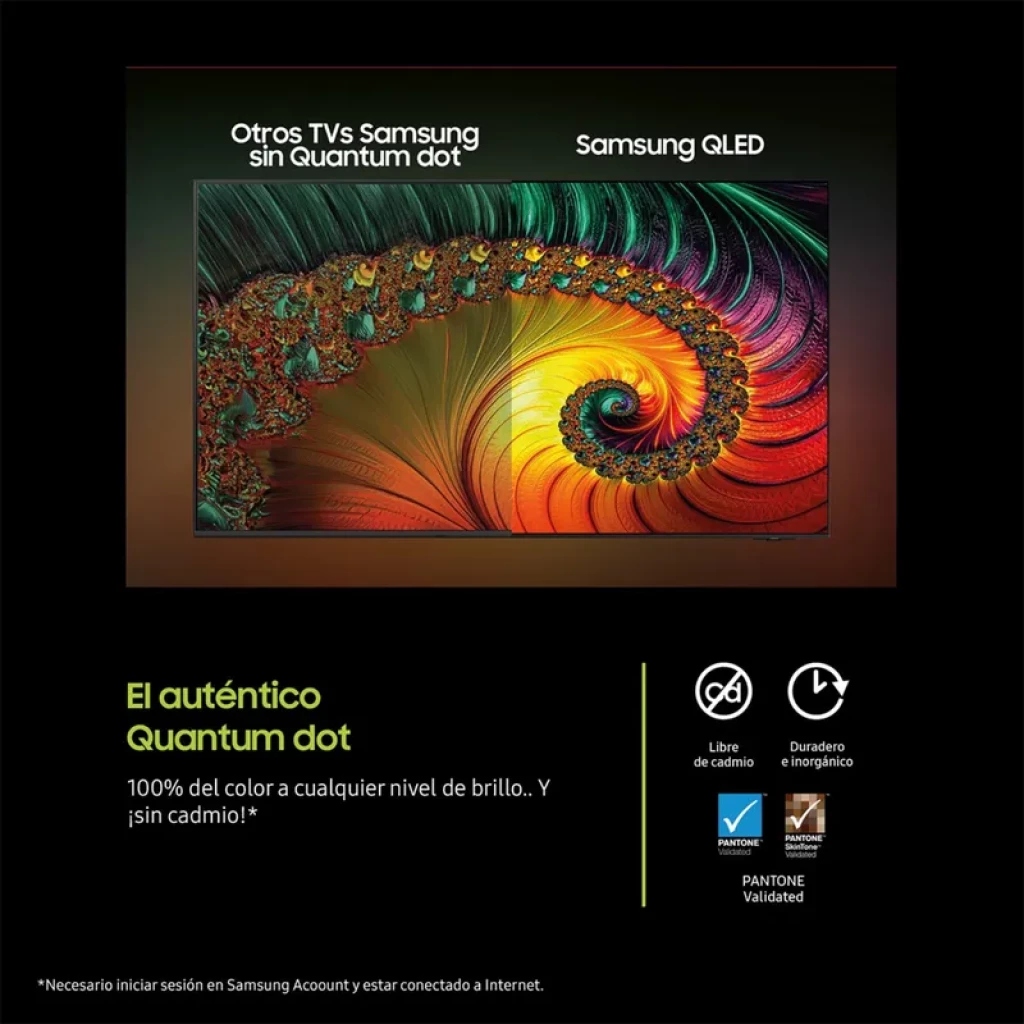 Samsung TQ65Q7F5AU 65 pulgadas QLED 4K con colores intensos Quantum Dot, contraste profundo y biseles delgados; WiFi y Smart TV integrados