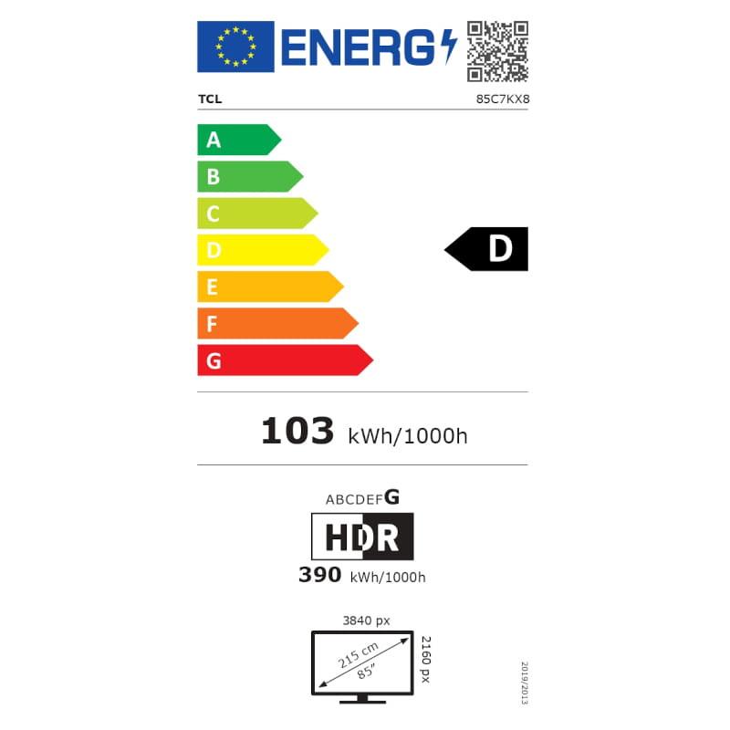 Energia do TCL 85C7K 