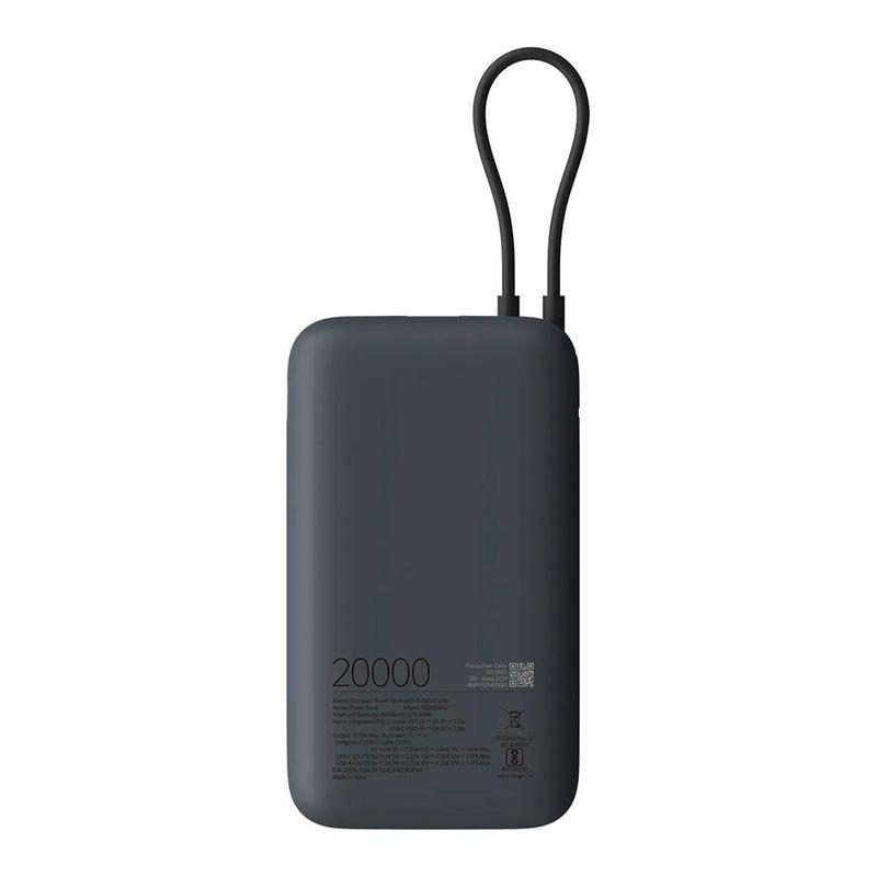Trasera de Xiaomi Power Bank 20000 mAh Gris Oscuro