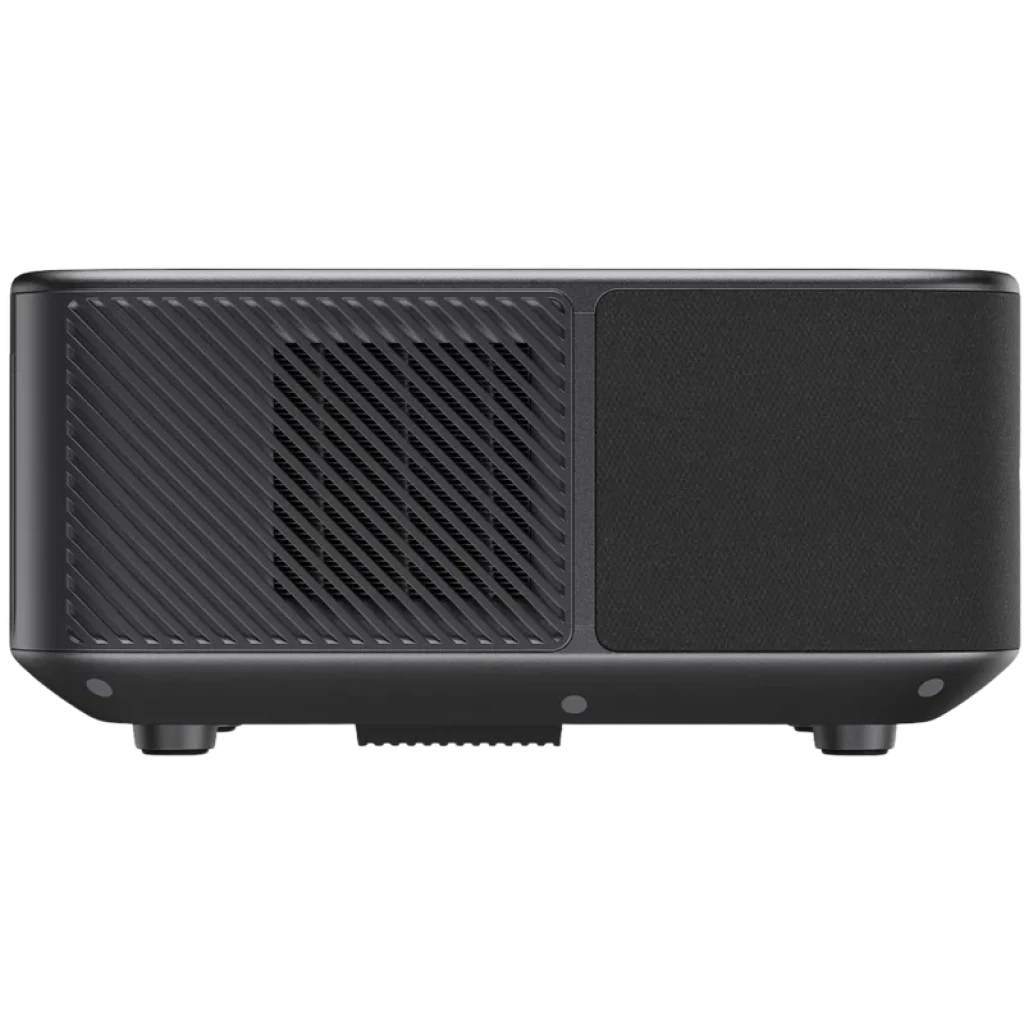 Yaber K3 Pro proyector 1080P, frontal negro con rejilla lateral diagonal y panel acústico, diseño compacto con patas ajustables y acabado mate