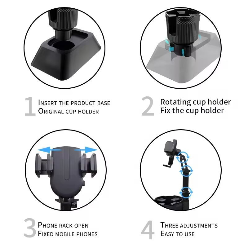 Instrucciones de Soporte de Soporte de coche para vaso y teléfono