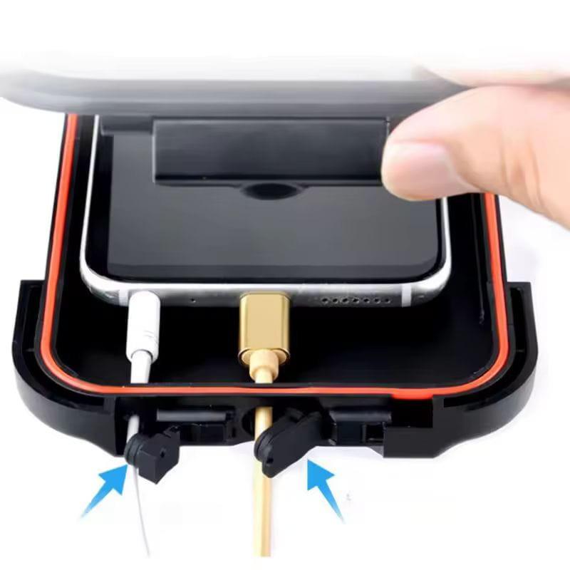 Suporte impermeável para telemóvel com fixação ao guiador e aberturas para ligações