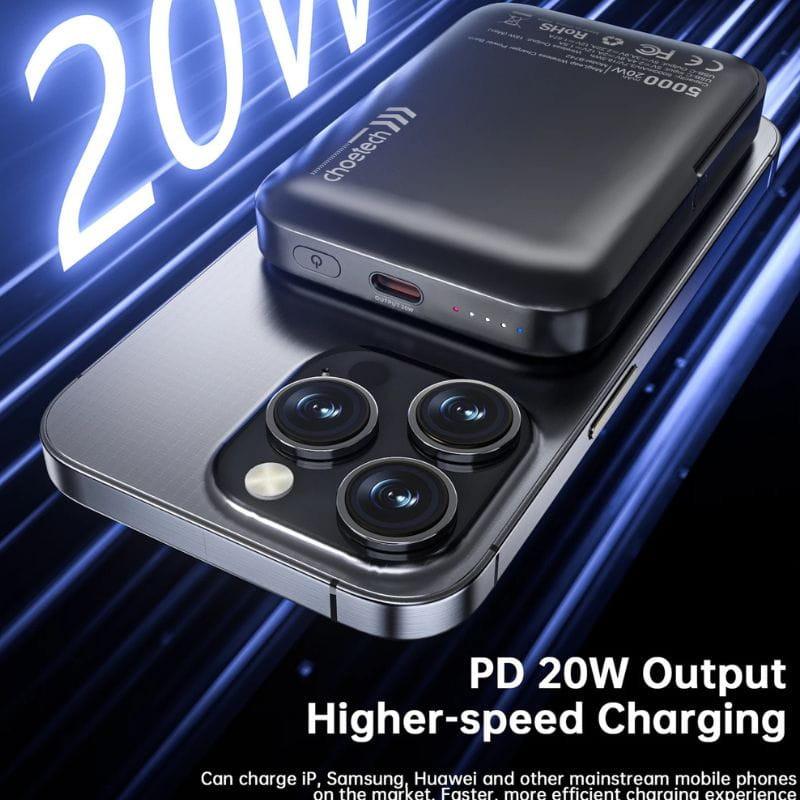 Choetech B743 20W 10000 mAh PowerBank con soporte - Negro, carga rápida