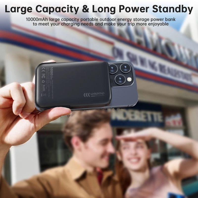 Choetech B743 20W 10000 mAh PowerBank con soporte - Negro, gran capacidad