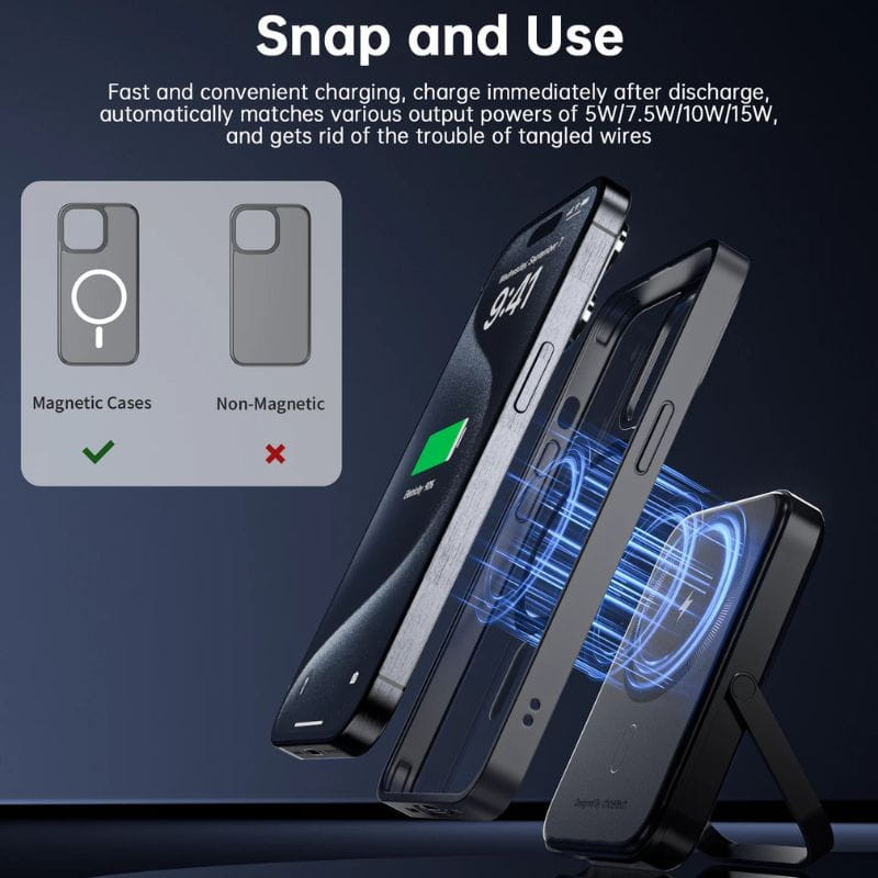 Choetech B743 20W 10000 mAh PowerBank con soporte - Negro, uso con funda