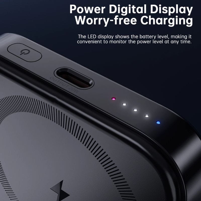 Choetech B743 20W 10000 mAh PowerBank con soporte - Negro, indicadores LED