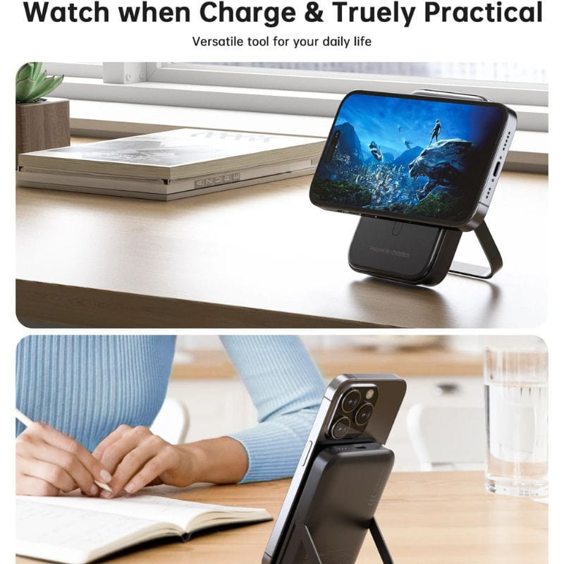 Choetech B743 20W 10000 mAh PowerBank con soporte - Negro, con el soporte