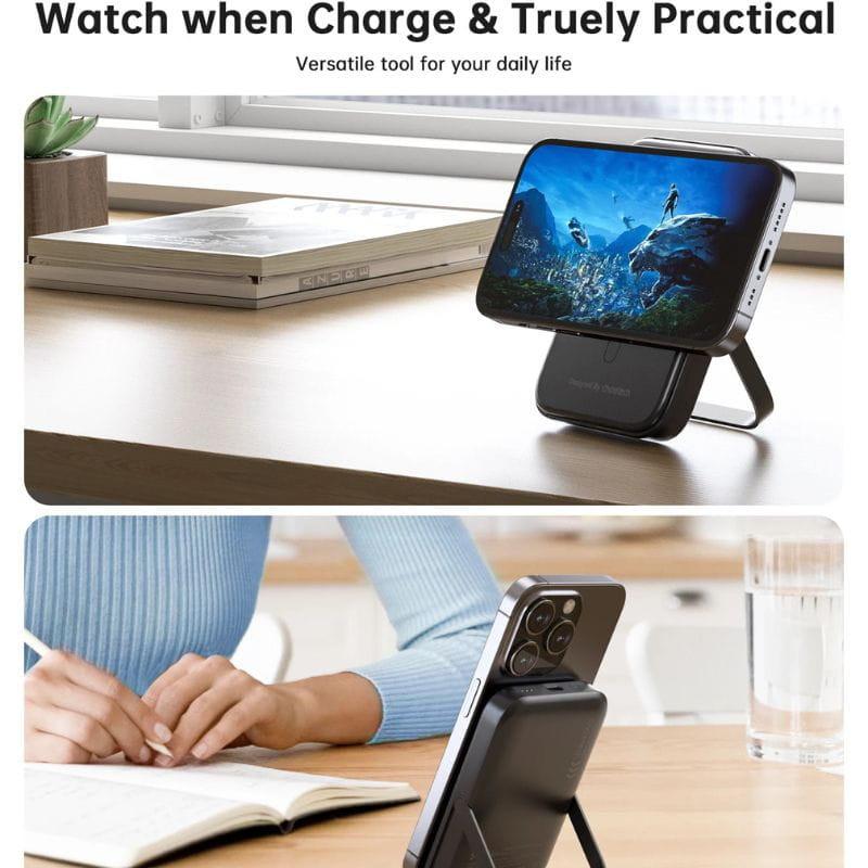 Choetech B743 20W 10000 mAh PowerBank con soporte - Negro, con el soporte