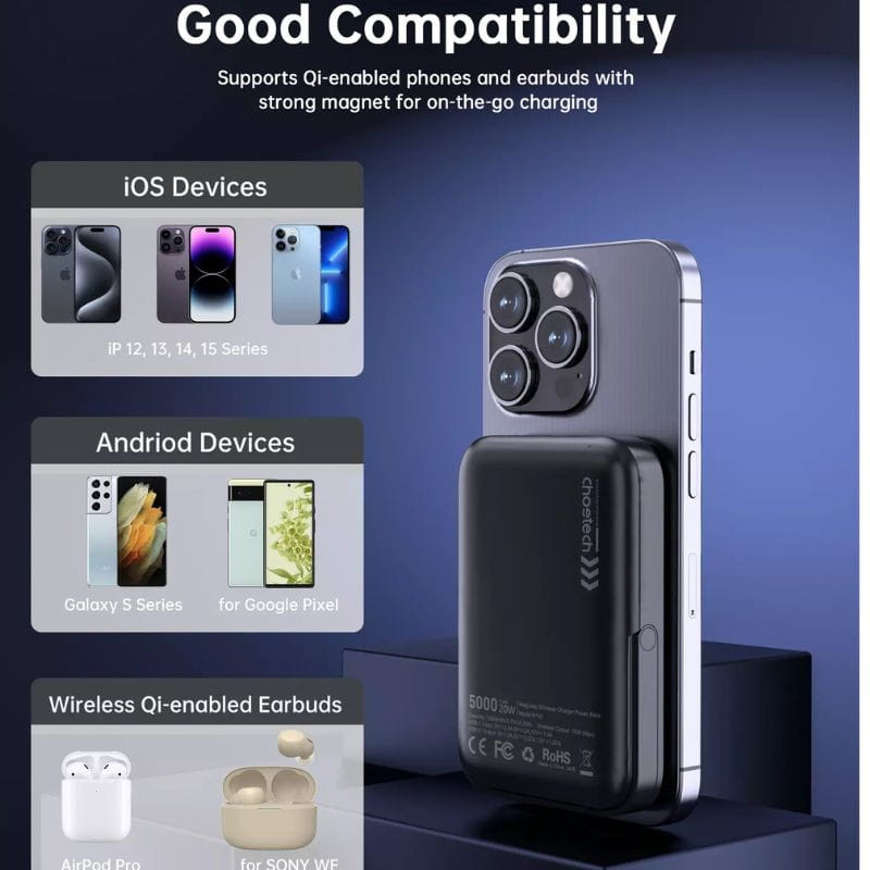 Choetech B743 20W 10000 mAh PowerBank con soporte - Negro, compatibilidad