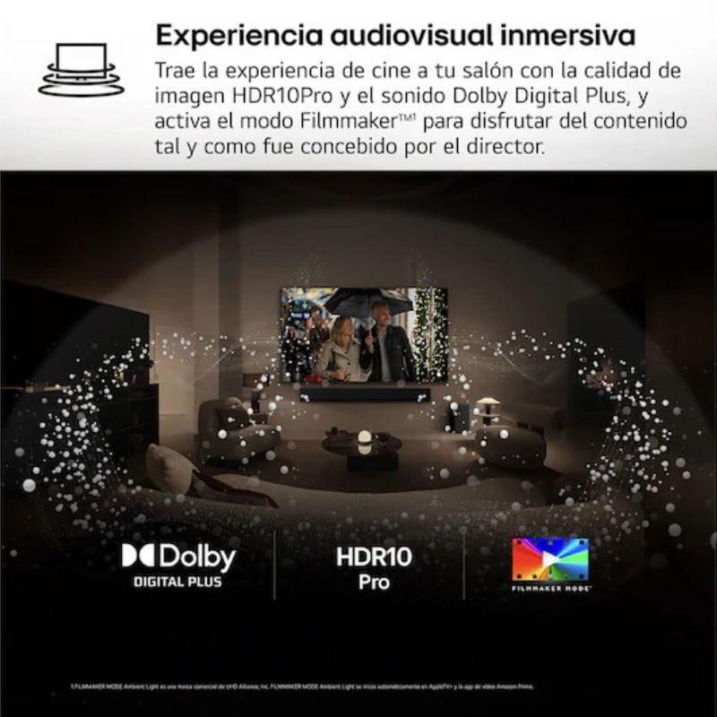 LG 50QNED82A6B 50 pulgadas 4K QNED con HDR10 Pro, Dolby Digital Plus y modo Filmmaker; imagen nítida y sonido envolvente para cine en casa