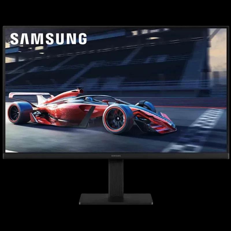 Samsung S30GD 24 pulgadas, pantalla LCD IPS Full HD 100 Hz en color negro, diseño de biseles finos y base rectangular robusta, ideal para juego y trabajo