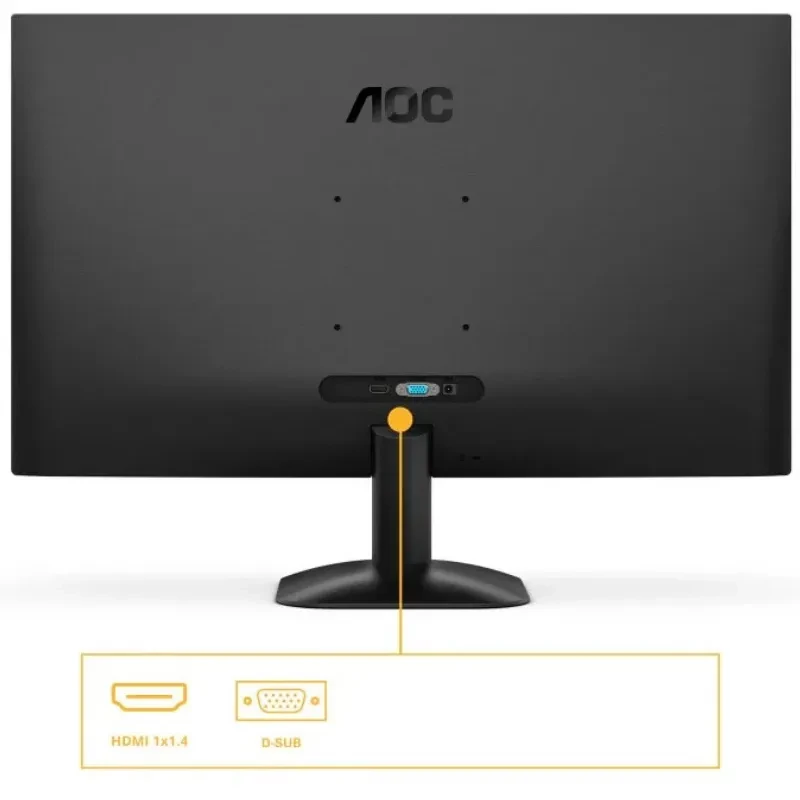 AOC 24B35HM2 24 pouces Full HD LED 100 Hz Adaptative Sync, dos noir mat, pied central fin, VESA 100x100, connectiques HDMI 1.4 et D-Sub visibles
