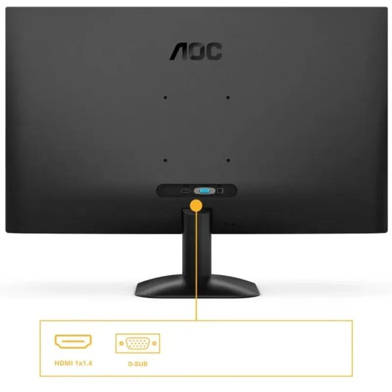 AOC 24B35HM2 24 pouces Full HD LED 100 Hz Adaptative Sync, dos noir mat, pied central fin, VESA 100x100, connectiques HDMI 1.4 et D-Sub visibles