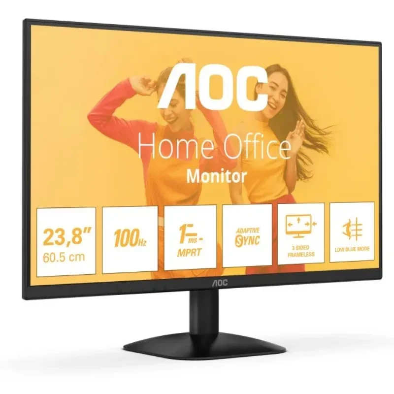 Moniteur AOC 24B35HM2 24 pouces Full HD à bords fins sur trois côtés, dalle LED, 100 Hz, Adaptive Sync, filtre faible lumière bleue, pied noir stable