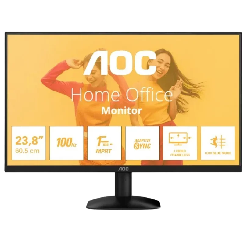 Monitor AOC 24B35HM2 de 24 pulgadas Full HD con panel LED, 100 Hz, Adaptive Sync, biseles 3 lados ultrafinos, modo Low Blue y 1 ms MPRT