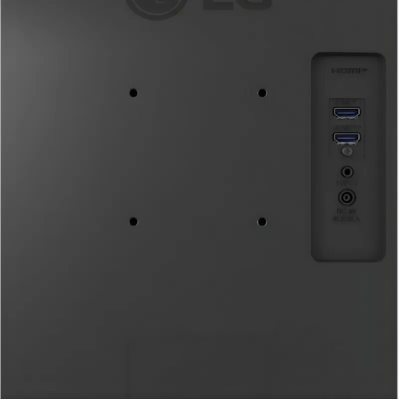 Arrière du moniteur LG 25MS550-B 25 pouces, finition noire, fixation VESA et connectique latérale avec 2 ports HDMI, prise casque et entrée d’alimentation