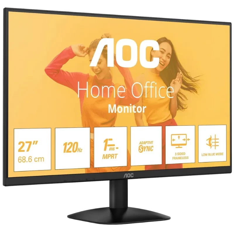 AOC 27B35HM monitor 27 pulgadas Full HD con biseles delgados, 120 Hz, 1 ms MPRT, Adaptive Sync y modo Low Blue para oficina y entretenimiento
