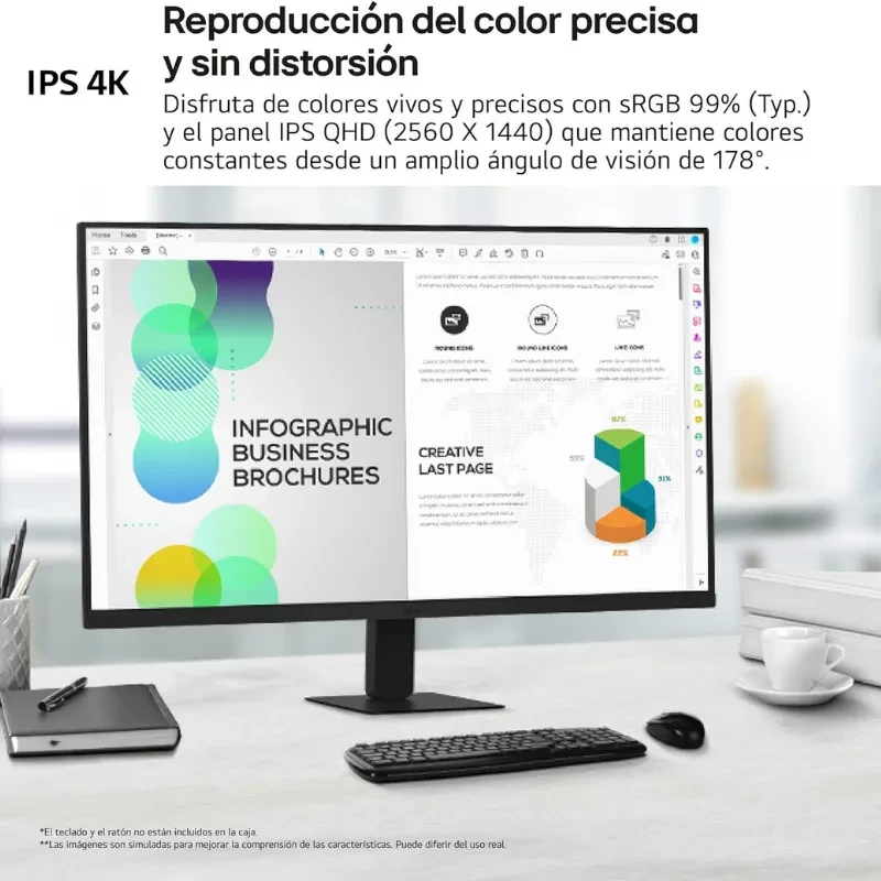 LG 32U631A-B 32 QHD IPS 100 Hz, tela fina com bordas estreitas, cores sRGB 99%, ângulo de visão 178°, base ajustável e conectividade para PC