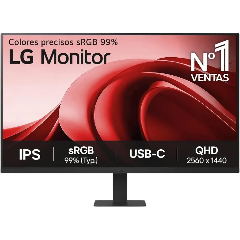LG 32U631A-B 32 QHD 2560x1440 IPS, bordas finas, cores precisas sRGB 99, taxa 100 Hz, conexão USB-C, base retangular, design preto elegante