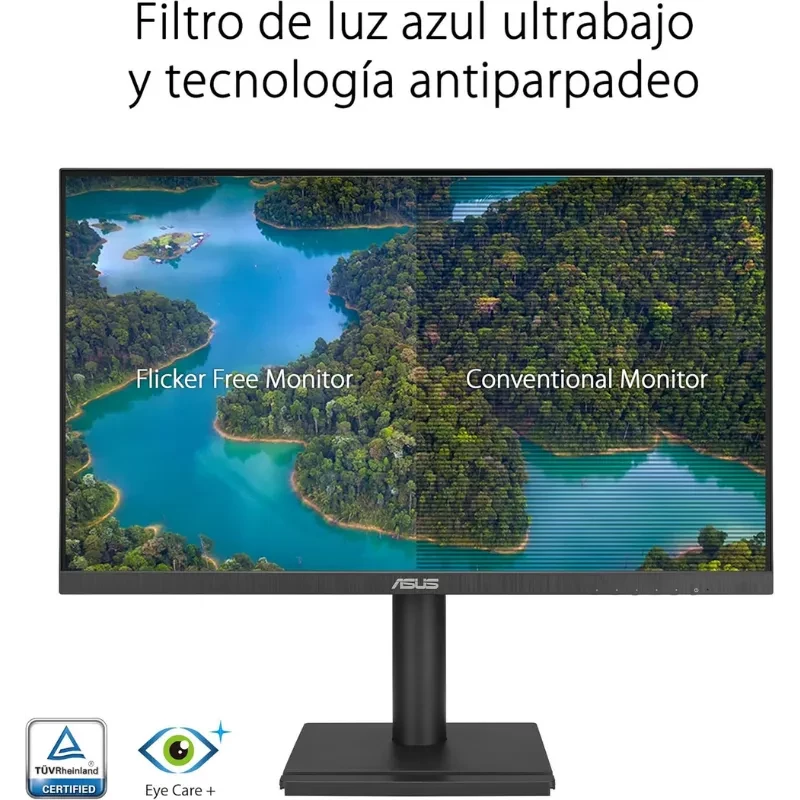 Monitor ASUS VA27DQFS 27 pulgadas Full HD con panel IPS, 100 Hz, biseles delgados, base ajustable, tecnología antiparpadeo y filtro de luz azul ultrabajo
