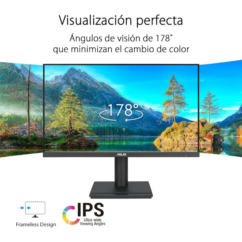 ASUS VA27DQFS 27 pulgadas, panel IPS Full HD, 100 Hz, soporte VESA 100x100, puertos HDMI, DisplayPort, VGA, USB, salida de auriculares y audio in