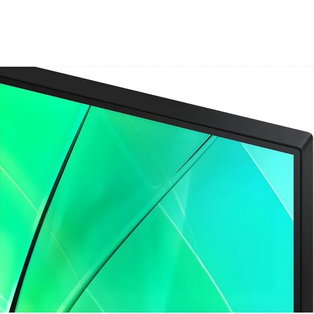 Bisel negro fino con acabado mate y pantalla IPS de 32 pulgadas, bordes delgados y panel Quad HD con colores vibrantes y superficie antirreflejo