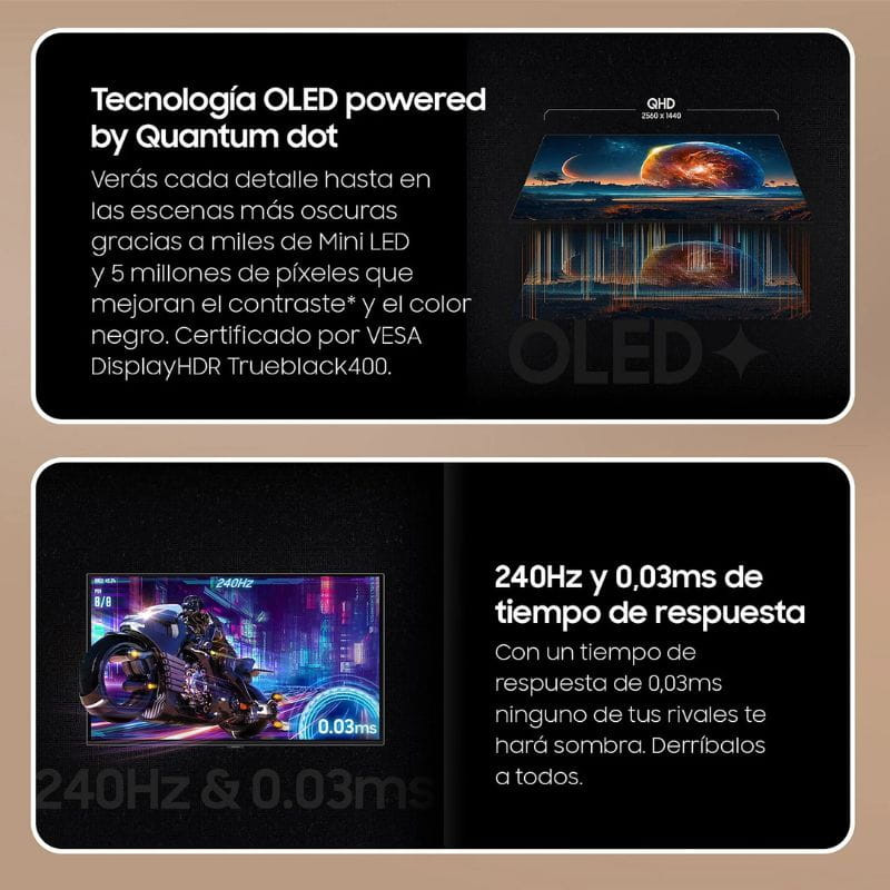 Samsung S27DG610SU 27 Quad HD OLED 240 Hz 0,03 ms G-SYNC FreeSync Plata, Quantum Dot