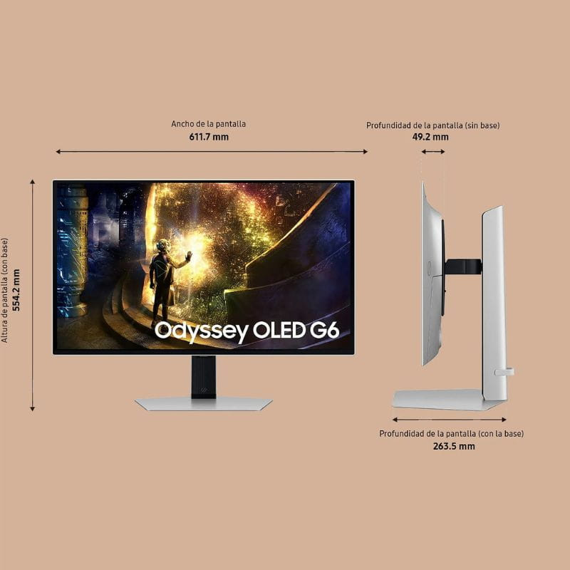 Samsung S27DG610SU 27 Quad HD OLED 240 Hz 0,03 ms G-SYNC FreeSync Plata, dimensiones