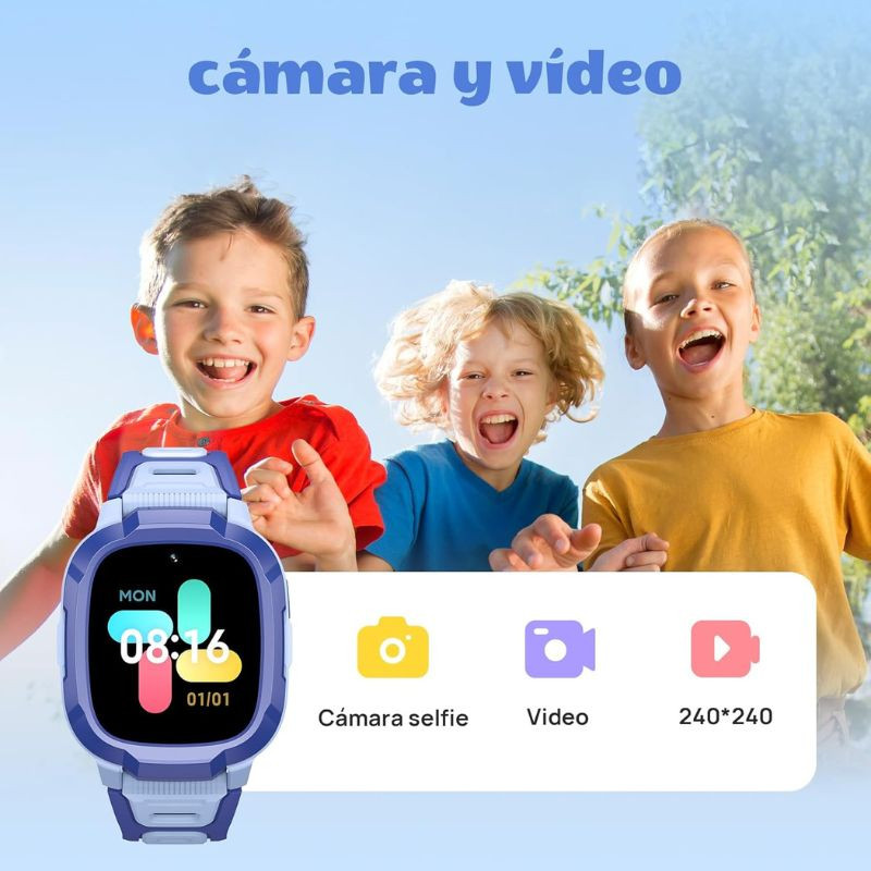 Mibro Kids P6 con 4G GPS y cámara integrada, Azul: smartwatch infantil azul con pantalla 240x240, cámara selfie, video y correa resistente, ideal para niños