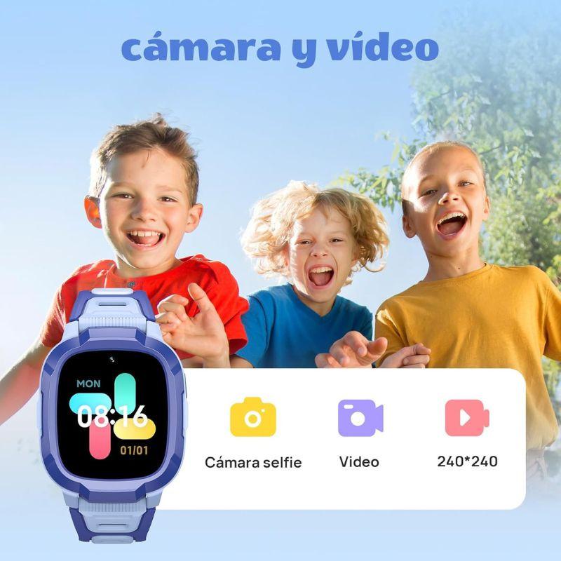 Mibro Kids P6 con 4G GPS y cámara integrada, Azul: smartwatch infantil azul con pantalla 240x240, cámara selfie, video y correa resistente, ideal para niños