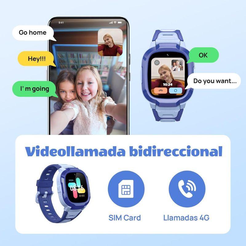 Mibro Kids P6 con 4G GPS y cámara integrada, Azul, muestra modo clase en pantalla con opciones DND activadas; reloj inteligente infantil color azul claro