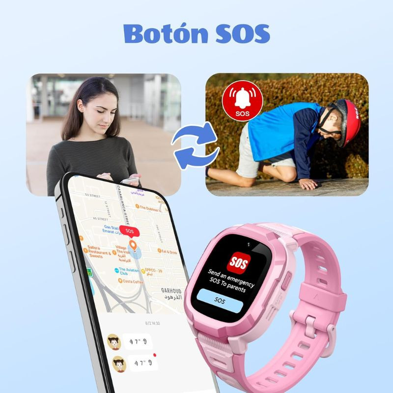Mibro Kids P6 avec GPS 4G et caméra intégrée, Rose: montre enfant rose, écran couleur SOS, bracelet silicone, suivi sur smartphone, localisation et