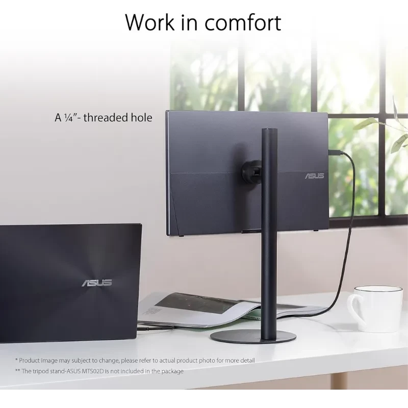 ASUS MB16ACV 16" Full HD LED IPS preto, portátil e fino, tela sem bordas com suporte VESA 1/4", conexão USB-C, ideal para uso confortável em qualquer lugar