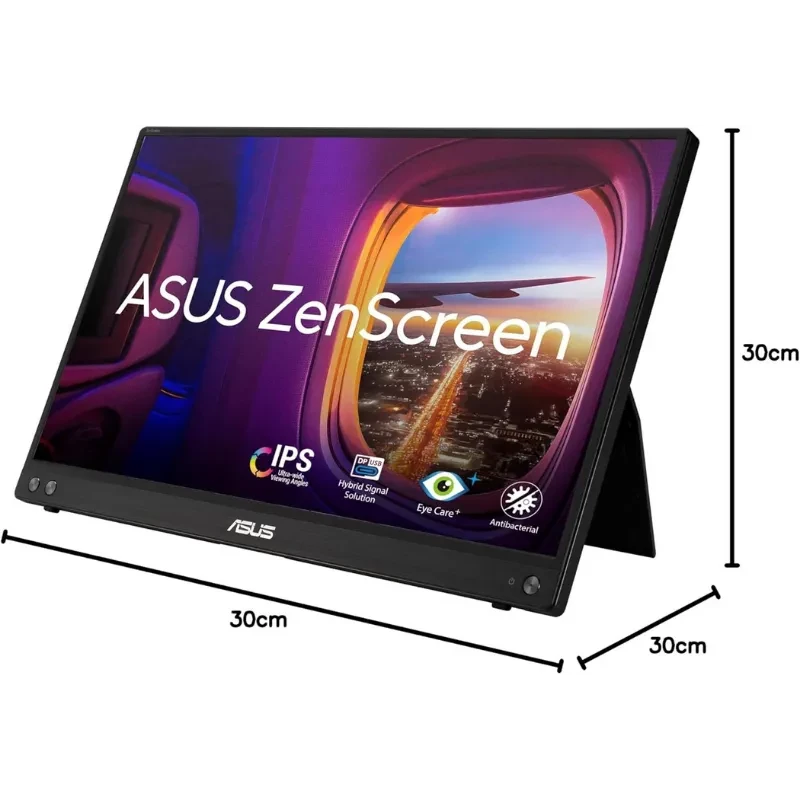 ASUS MB16ACV 16 Full HD LED IPS preto, tela portátil ZenScreen com suporte dobrável, bordas finas, Eye Care e conexão híbrida para mobilidade e