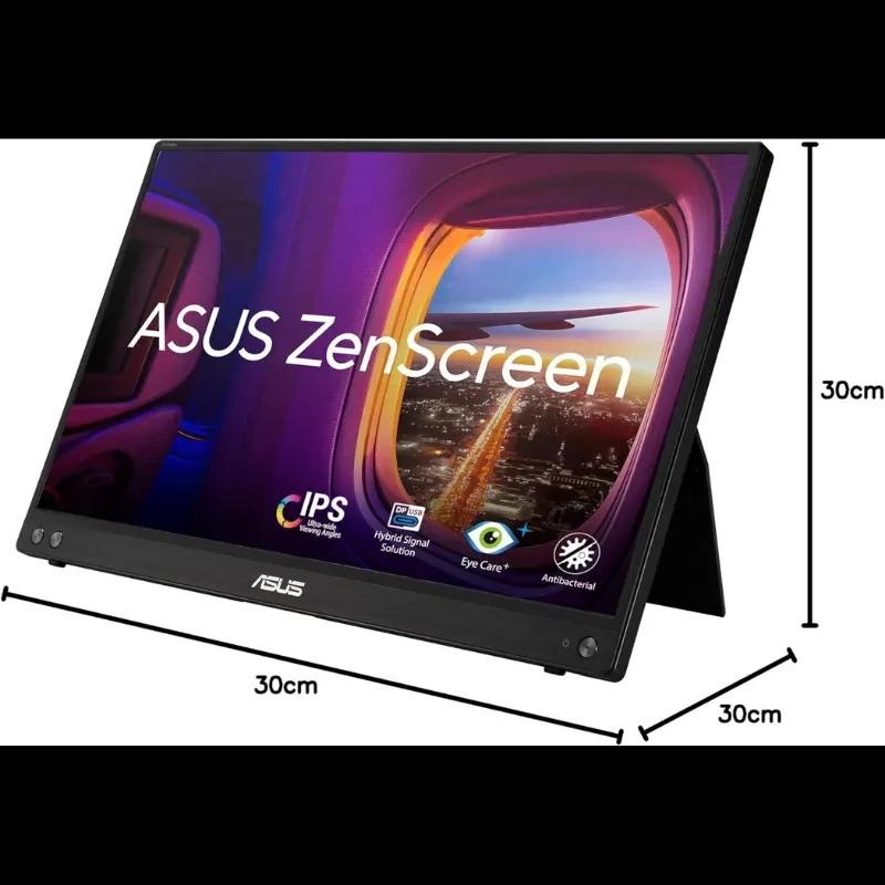 ASUS MB16ACV 16 Full HD LED IPS preto, tela portátil ZenScreen com suporte dobrável, bordas finas, Eye Care e conexão híbrida para mobilidade e