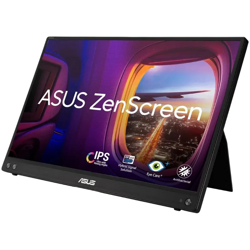 ASUS MB16ACV 16 pulgadas Full HD IPS portátil en color negro, pantalla antirreflejos con soporte plegable, biseles delgados, indicadores Eye Care y