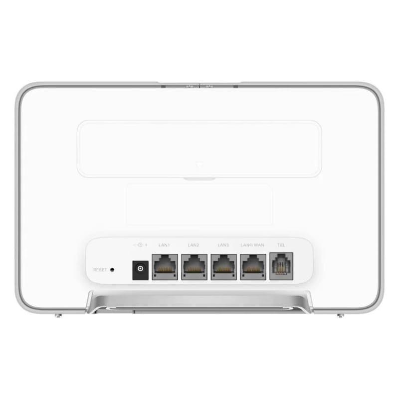 Huawei B535-235a Router Móvil WiFi 4G LTE, vista trasera: cinco puertos RJ45 LAN y LAN/WAN, puerto TEL, botón WPS, entrada de alimentación y botón reset