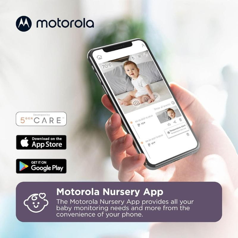 Motorola PIP1000 WiFi HD Moniteur pour bébé avec caméra, image avec application sur le téléphone d'une personne