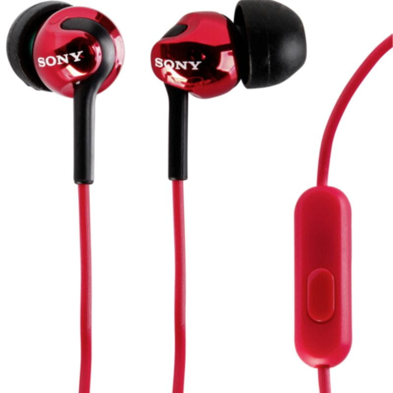 Sony MDR-EX110AP Rojo - Auriculares con cable, imagen con el mando del cable