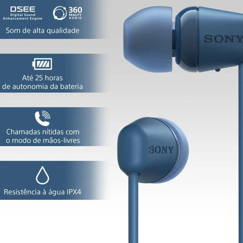 Sony WI-C100 Bluetooth Azul - Auriculares Bluetooth, características
