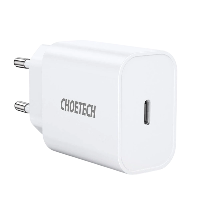 Cargador Choetech con USB Tipo-C de 20W - Blanco