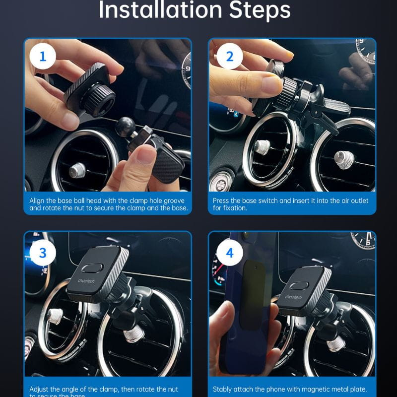 Choetech H042 - Support magnétique pour voiture, instructions de montage