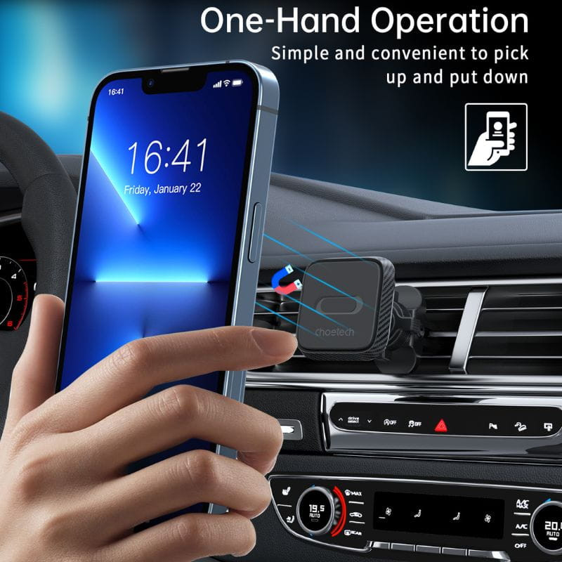 Choetech H042 - Support magnétique pour voiture, fixation du téléphone d'une seule main