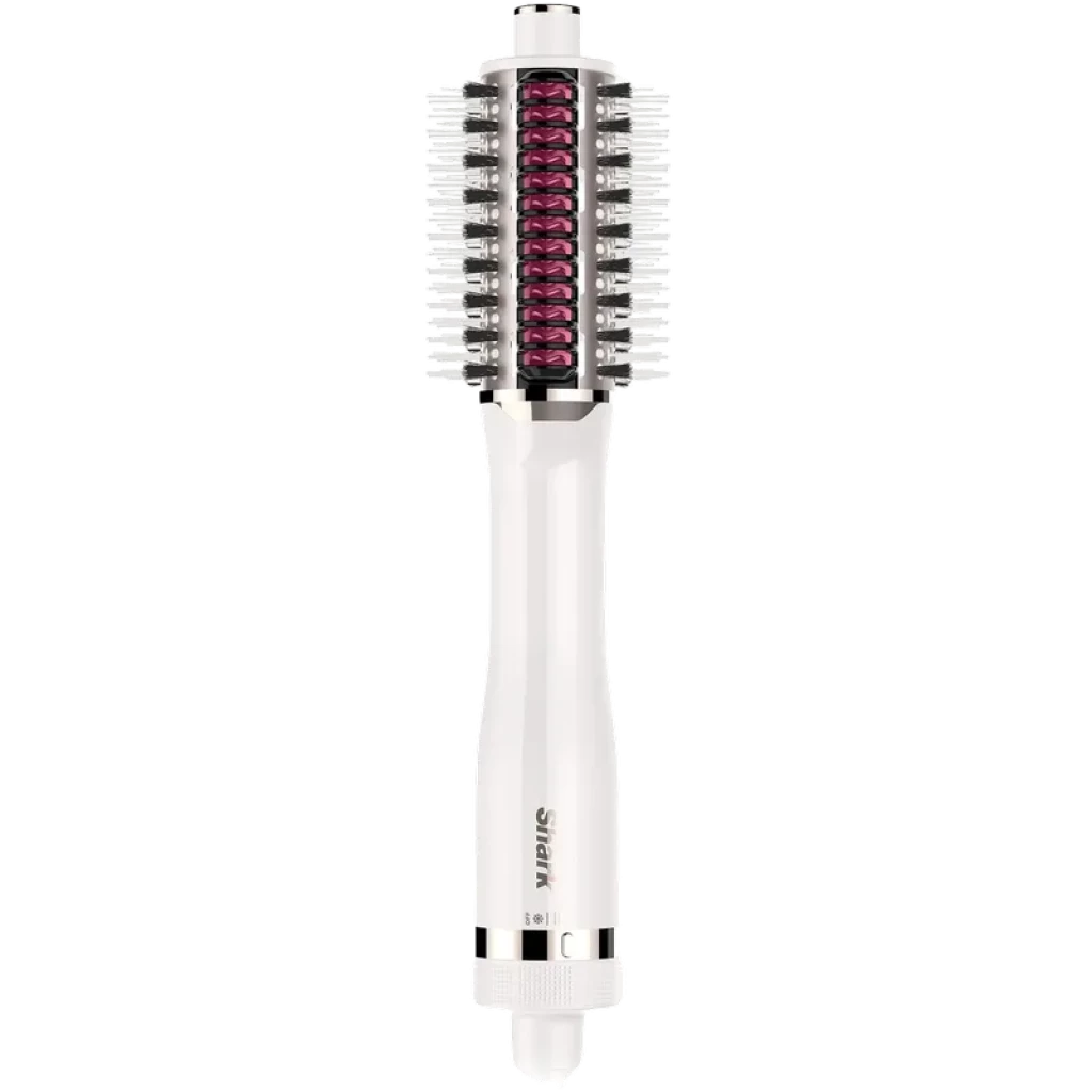 Shark SmoothStyle HT212EU cepillo moldeador de aire caliente 900 W, cilíndrico blanco con cerdas mixtas y núcleo púrpura para alisar y dar volumen