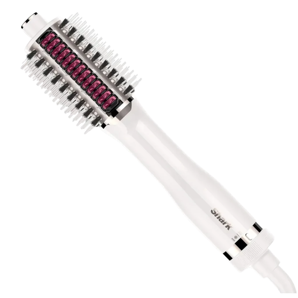 Cepillo moldeador Shark SmoothStyle HT212EU de 900 W, cilindro blanco con cerdas mixtas y núcleo rosa, diseño ergonómico para alisar y dar volumen